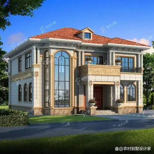 13x14米农村二层豪华别墅外观大气时尚只需32万就能建主体