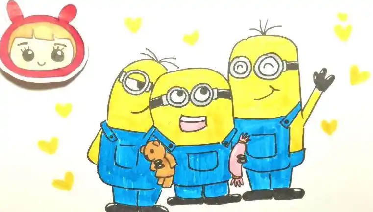 动漫绘画馆小黄人三兄弟我咋就感觉你们有啥阴谋呢4岁