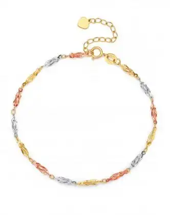 谢瑞麟18k金时尚红黄白三色彩金锁骨手链