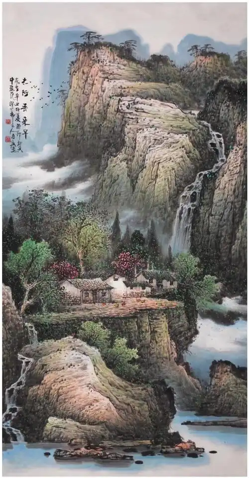 张月岗中秋佳节新作山水画