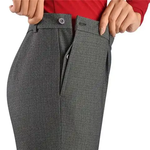 秋冬新款旁开扣中老年侧开口大码女装妈妈裤子女西裤直筒老年女裤