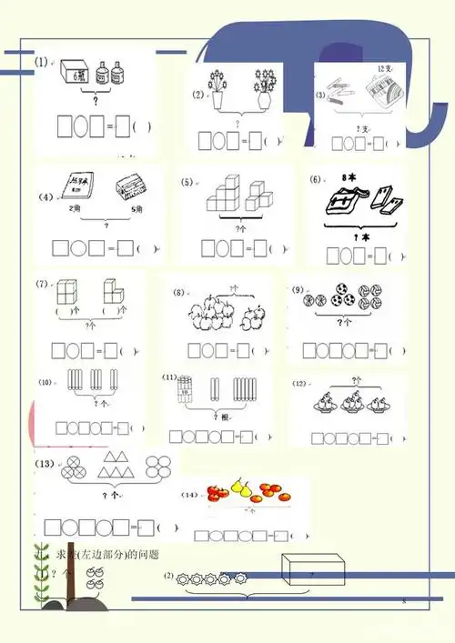 一年级数学看图列式 100道应用题练习,给孩子收藏练习,很不错!
