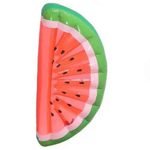 现货供应 充气半圆西瓜浮排 加厚pvc成人水上充气浮床西瓜躺椅