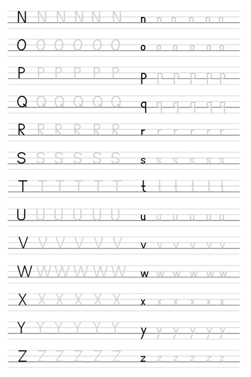 幼儿字母描红棒棒体a4