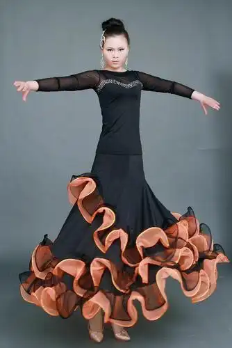 2016新款摩登舞裙大摆练习裙 华尔兹国标舞裙 广场集体舞服装