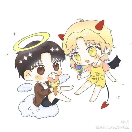 洛小天使和温小恶魔_附加遗产188男团洛温洛羿温小辉q版绘画作品