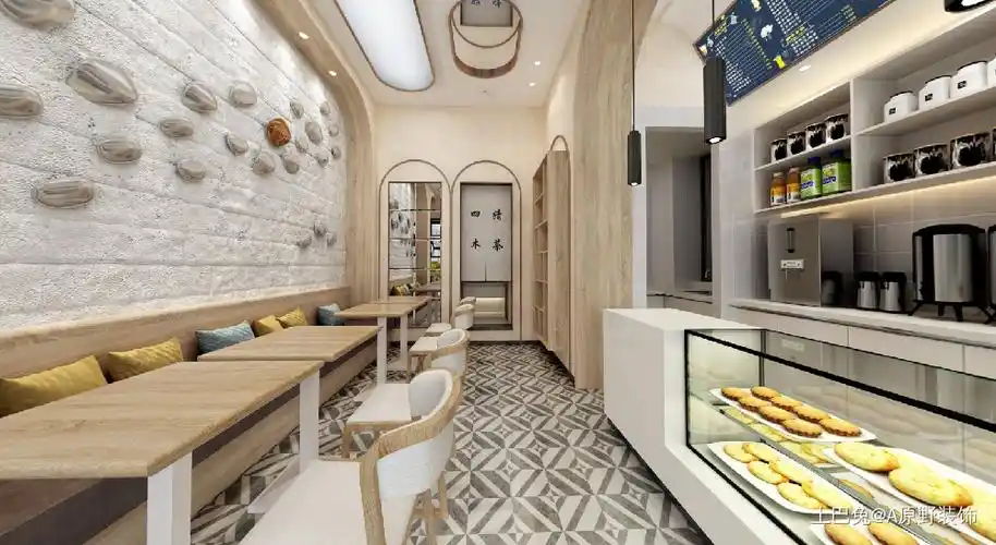 30平现代奶茶店!香气四溢!60m以下现代简约家装装修案例效果图