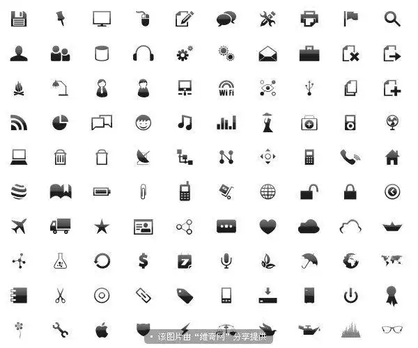 100个网页设计小图标png图标