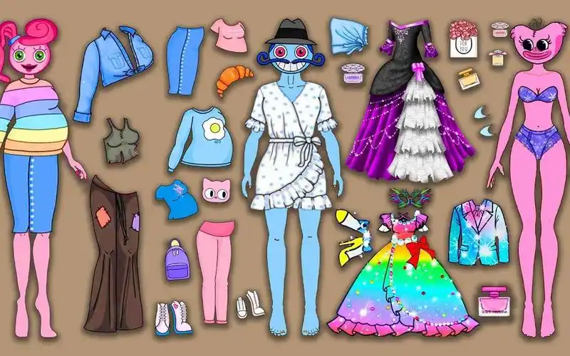 长腿妈妈长腿爸爸的纸娃娃装扮