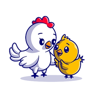 创意矢量手绘鸡妈妈和小鸡插画