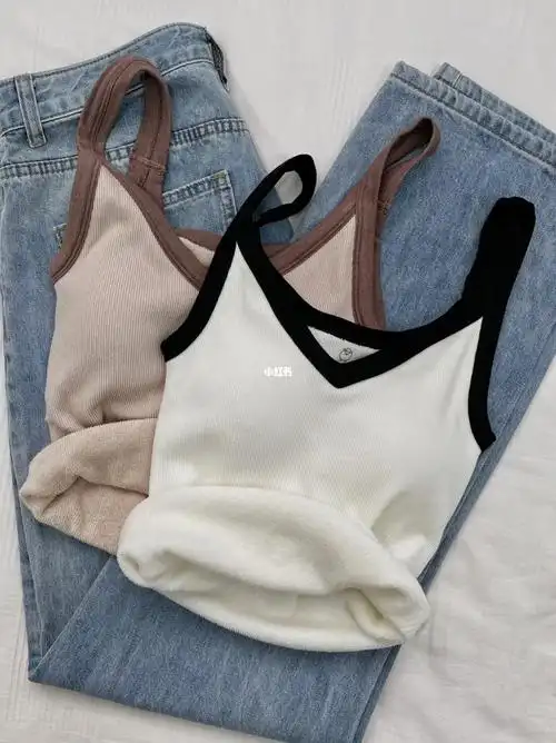 秋冬百搭毛圈绒小背心!带胸垫一穿就爱上了