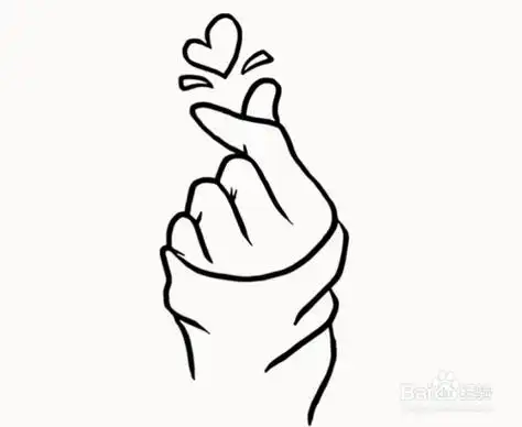 简笔画——如何用彩笔一步一步画韩式比心手势