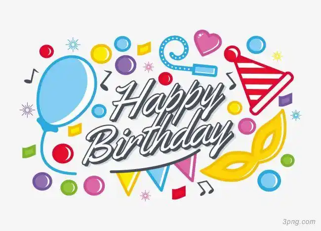 生日快乐创意矢量图png素材透明免抠图片-艺术字集-三元素3png.com