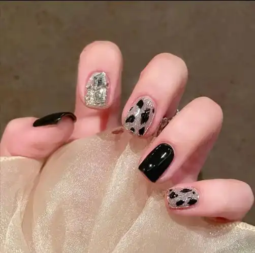 美甲2021甲显定制手工白手工穿戴秋冬豹纹暖棕美甲工具