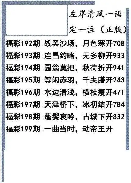 3d20年199期晚秋领衔九大专家字谜汇总