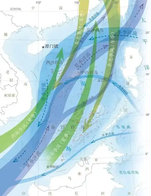 这是南海海区季风和表层洋流示意图南海海. 来自单之蔷 - 微博