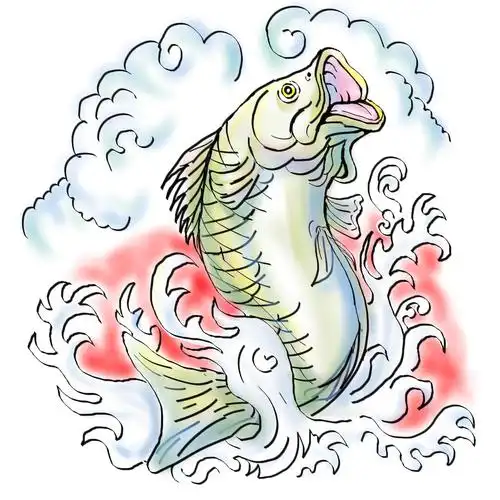 大口黑鲈鱼跳波