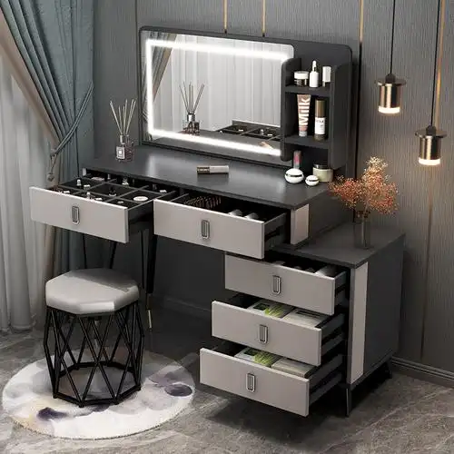 韵美舞灵轻奢梳妆台卧室现代简约小户型带镜化妆桌书桌床头收纳储物柜