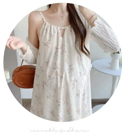 实拍2024新款夏季沙滩度假流苏大码孕妇吊带裙 防嗮冰丝针织开… - 17