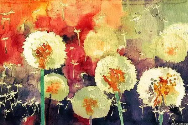 暖色系简单水彩画暖色为主的水彩画