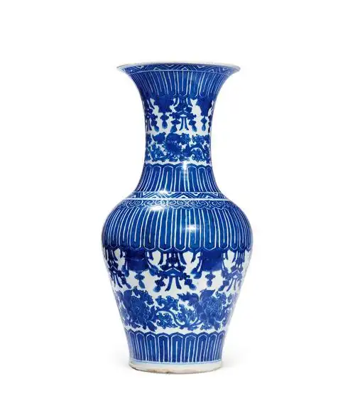 清早期青花缠枝牡丹花觚清代青花瓷器