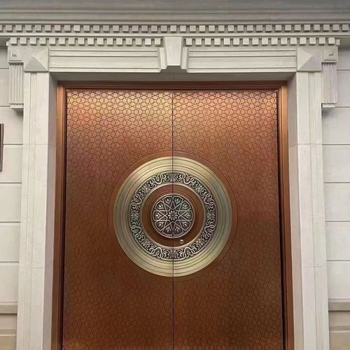 中式铜门别墅大门双开门农村自建房家用乡村庭院不锈钢进户对开门