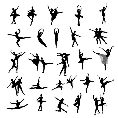 25款芭蕾舞者剪影 优美芭蕾舞蹈人物动作元素 ai格式矢量设计素材