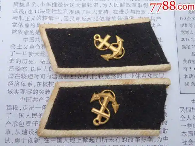 55海军校尉官白边常服领章一付金锚符号