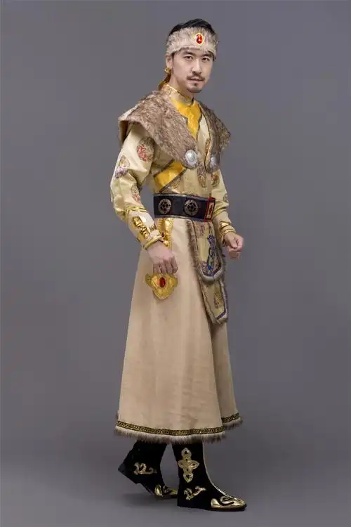 元旦蒙古族服装男马头琴演出士蒙古袍蒙古舞舞蹈草原风歌手表演服藏族