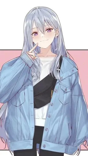 出单蓝发高冷动漫女