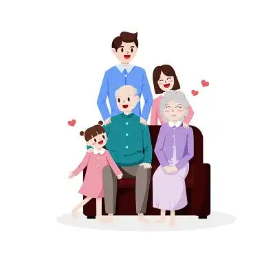 全家福卡通一家人素材插画