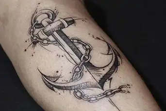 帅气的黑色船锚纹身图案3