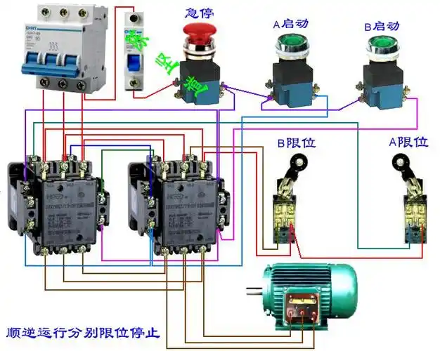 380v电机上行和下行开关怎么接线