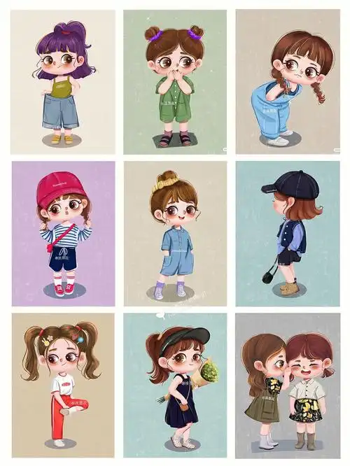 第三个九宫格合集q版卡通头像插画