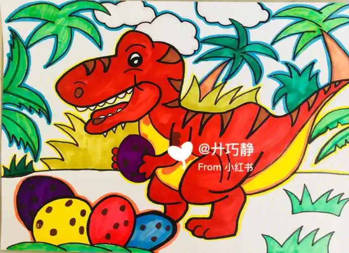 儿童简笔画60恐龙之卡通霸王龙