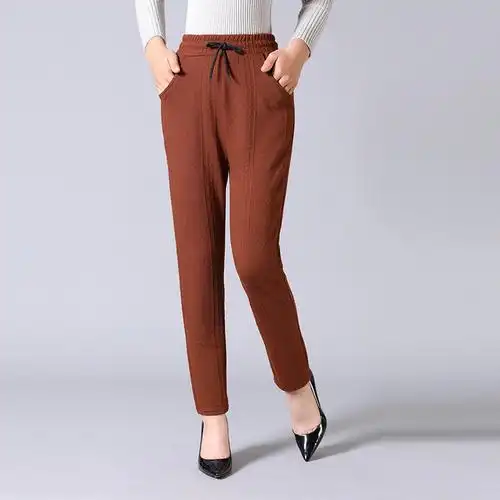 中老年女裤秋冬修身直筒40-50岁外穿大码妈妈裤老年人高腰长裤子