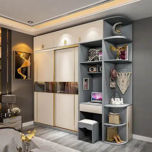 轻奢推拉门衣柜简约现代小户户型梳妆台组合卧室家衣柜