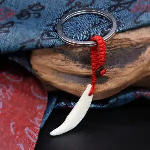 古风真牙摸金符钥匙扣真狗牙挂件黑狗牙汽车儿童民族风寓意饰品