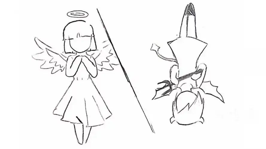 [手绘]天使与恶魔(白衣天使)