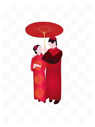 中式礼服新郎新娘矢量素材