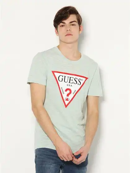 guess男士倒三角logo短袖t恤