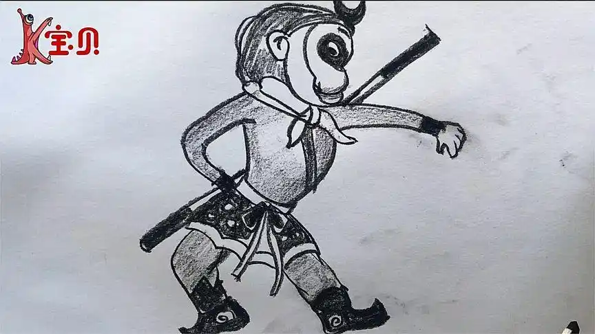 科学育儿画画齐天大圣金箍棒,2分钟简笔画西游记孙悟空六小龄童