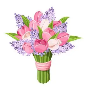 一束郁金香和丁香花. 矢量插图.照片