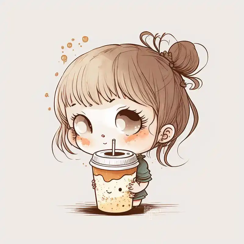 ai绘画 治愈系头像 可爱头像 给我一杯奶茶 头像 头像分享 女生头像