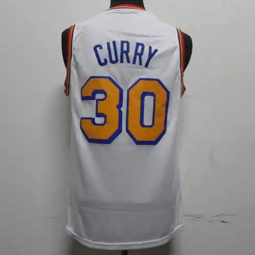 新款30号库里旧金山白色复古刺绣球衣篮球运动服篮球服