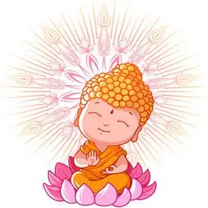 在荷叶上的小沉思佛小, 卡通, 花园龙, 着色书, 一套有趣的图像泰国