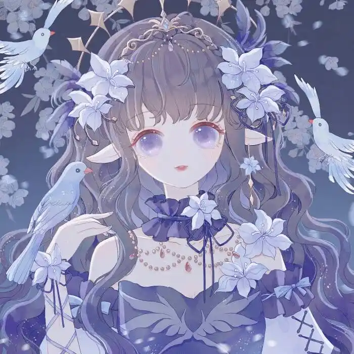 戴着王冠的绝美动漫女生头像