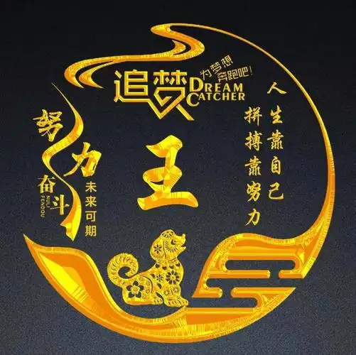 十二生肖励志主题烫金字体姓氏微信头像追梦戌狗亥猪篇