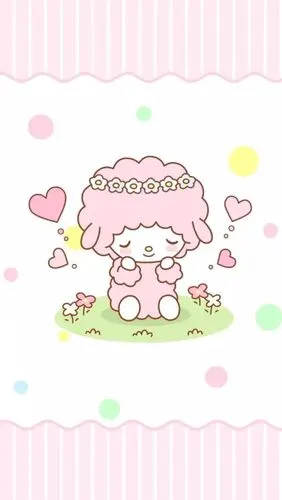 动漫 平铺 萌物 软妹 少女心 粉色 卡通 可爱 人物 萌萌的 手机壁纸
