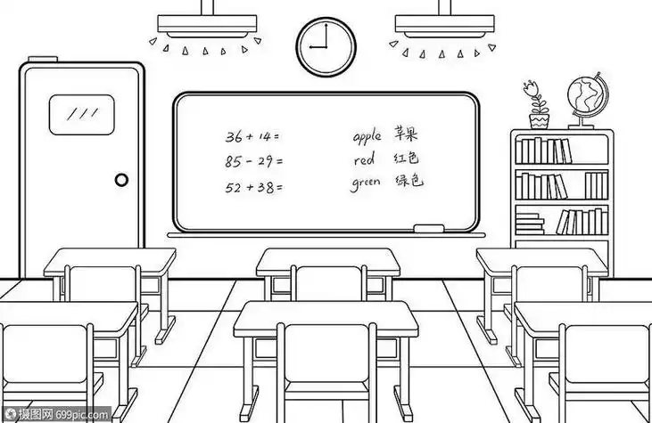 教室走廊简笔画美丽班级怎么画美丽班级简笔画漂亮卡通教室怎么画简笔